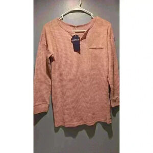 Koncle Pink Waffle Long Sleeve Women Shirt Small
